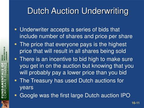 dutch auction underwriting.